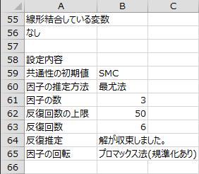 線形結合している変数・設定内容 線形結合している変数・設定内容
